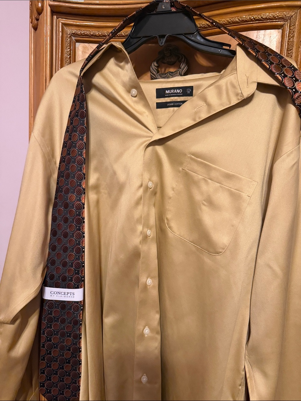 Murano Men's Gold Satin Dress Shirt